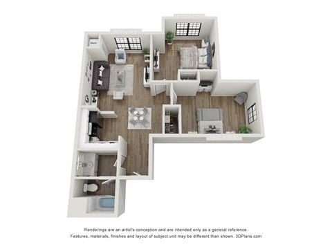 second two bedroom layout at flats at 87ten in charlotte, nc